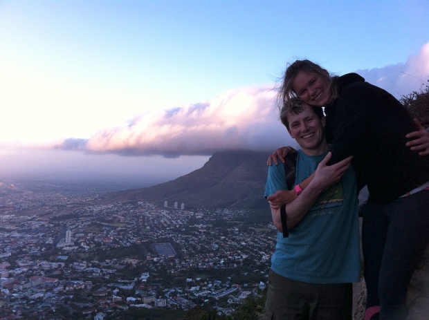 Hiking Lions Head, Table Mountain in the background