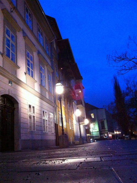 Ljubljana street at night